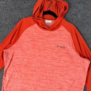 Columbia Mens XL Hoodie Orange Heather Pullover Long Sleeve Hiking Trail Outdoor
